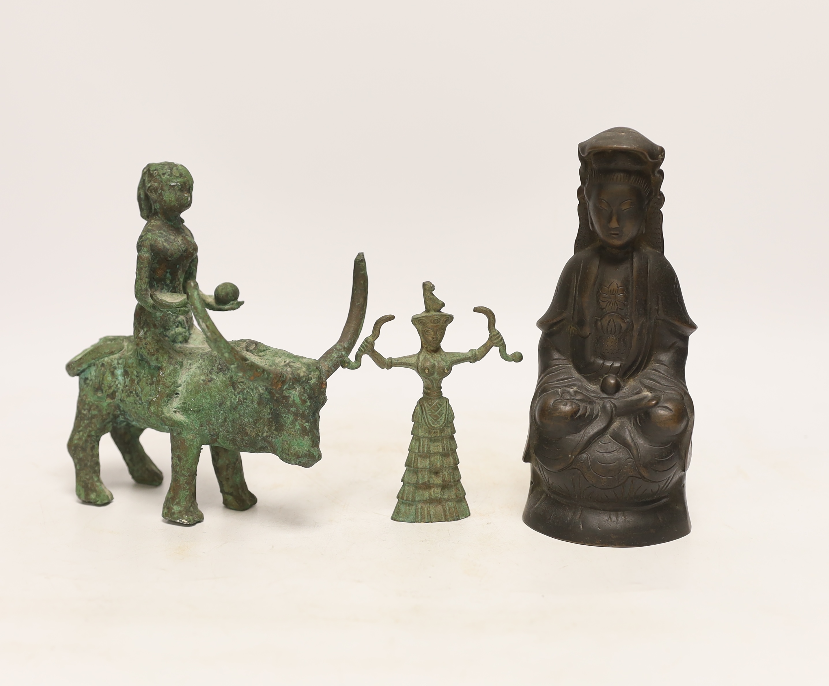 Three Asian bronzes, tallest 18cm high
